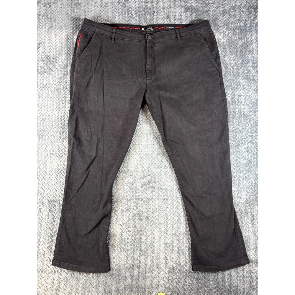 Duke Luxury Collection Chino Pants Mens 44x32 Black Cotton Mid Rise Tailored Fit